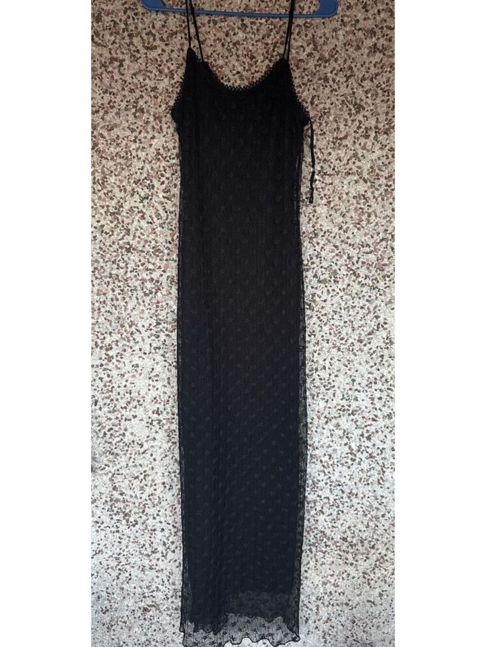 Studio Y Whimsigoth Black Sheer Mesh Lace Maxi Dress Sz M
